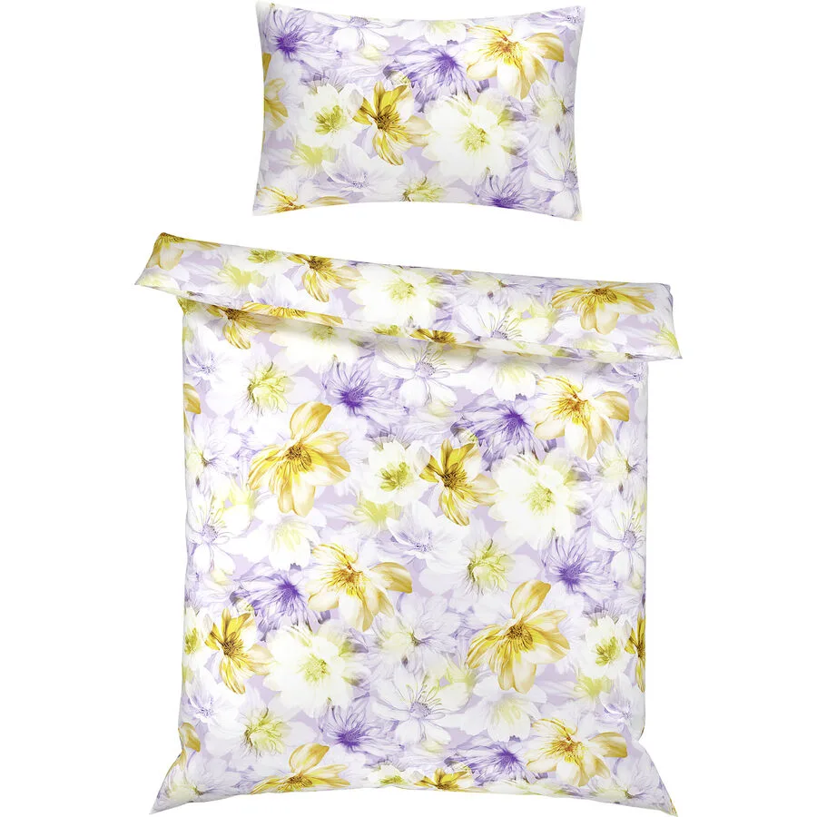 Bettwäschegarnitur Leonie 160x210+65x100cm lila - Material: 100% Baumwoll-Satin