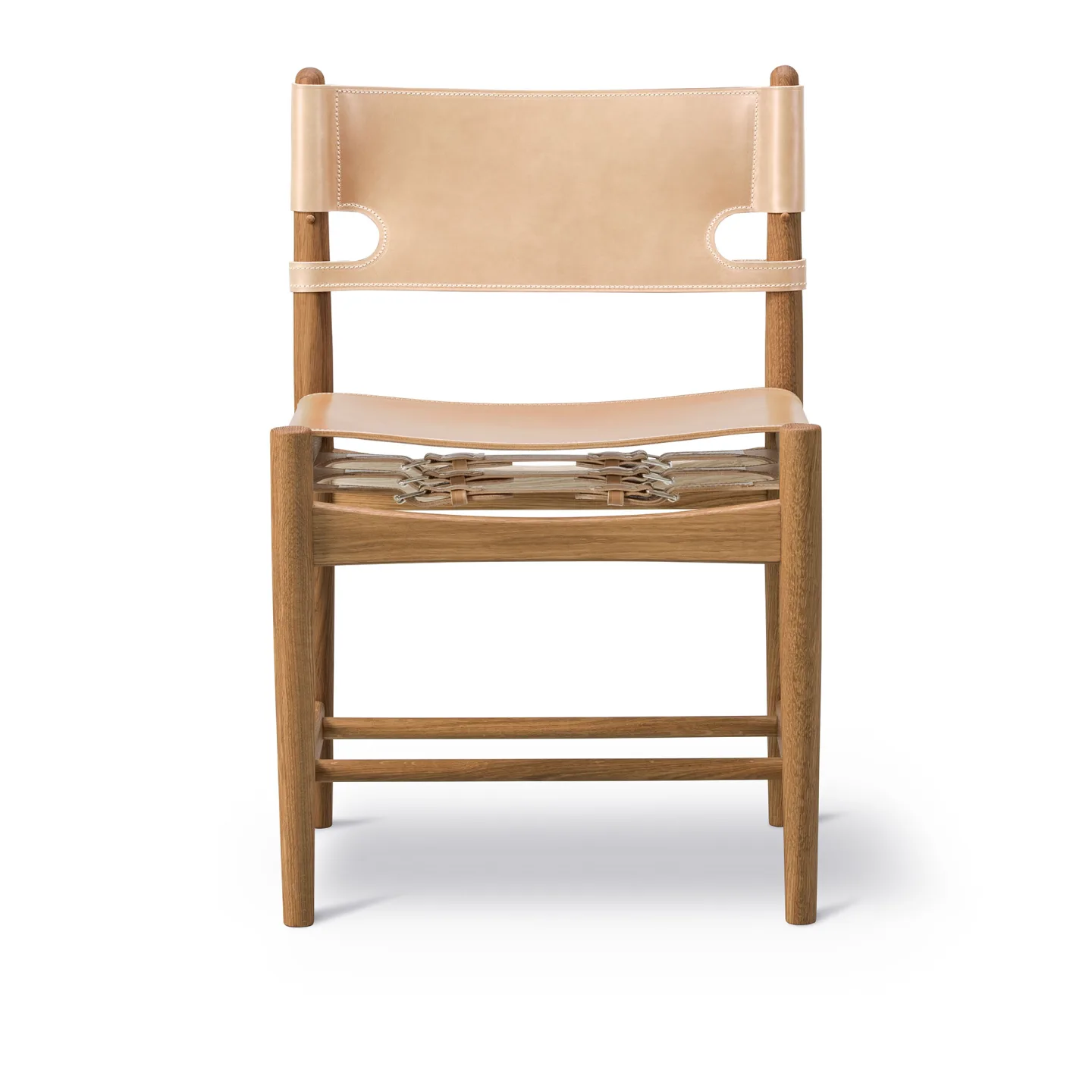 Fredericia Furniture - The Spanish Dining Chair Oljad ek / Natur läder - Matstolar - Børge Mogensen - Beige - Läder/Trä