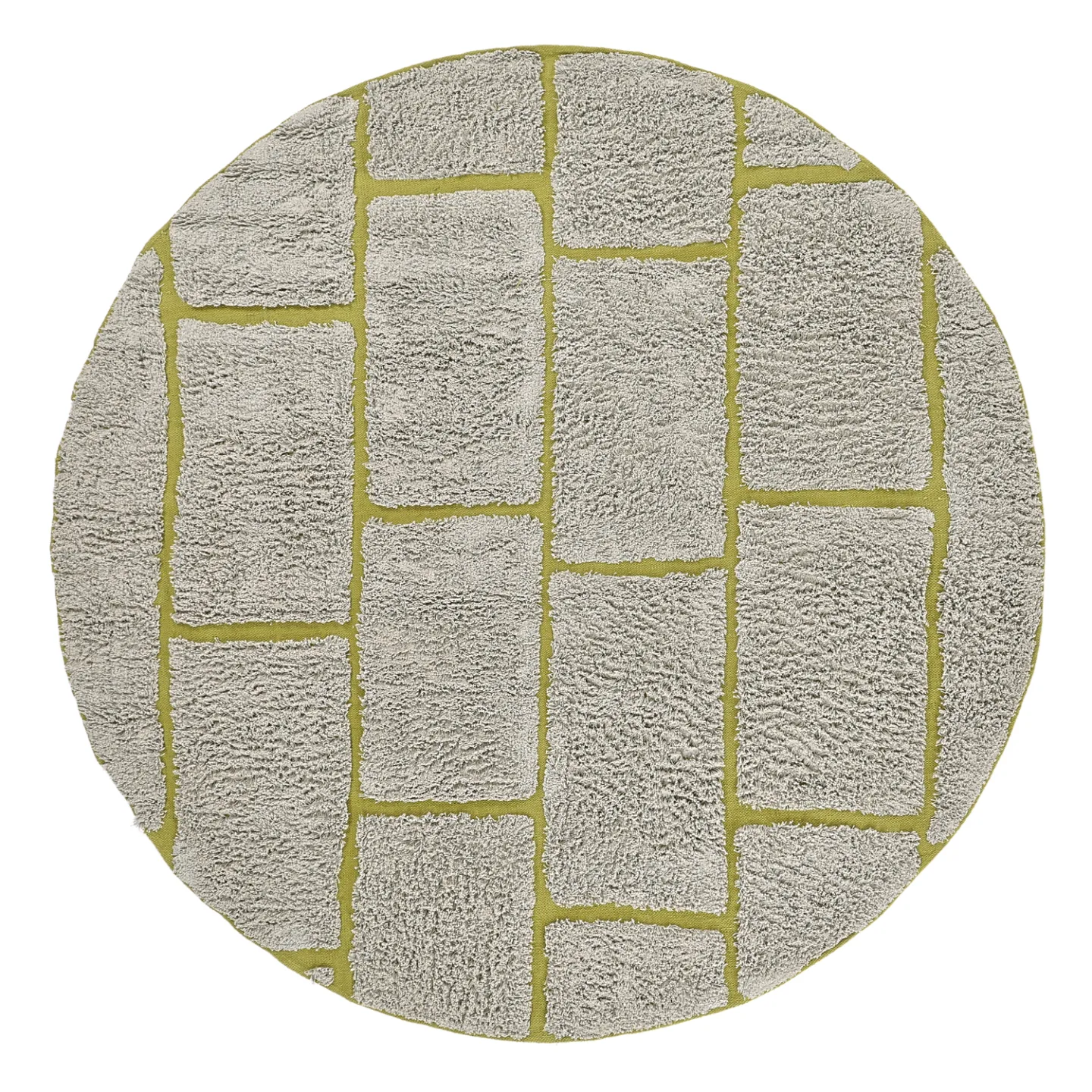 Runde tepper - Lindley Natural Cotton Shaggy (greige/grønn) (Størrelse: Ø 200 cm)