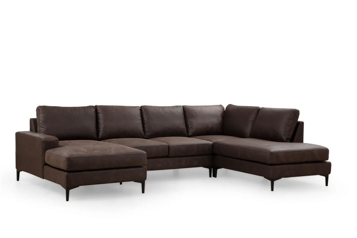 Svanabyn Soffa m. Divan och Schäslong 4-sits - Mörkbrun