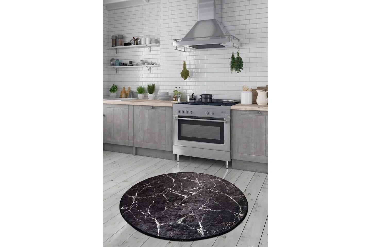Marmuras Matta Rund 200 cm - Svart/Sammet