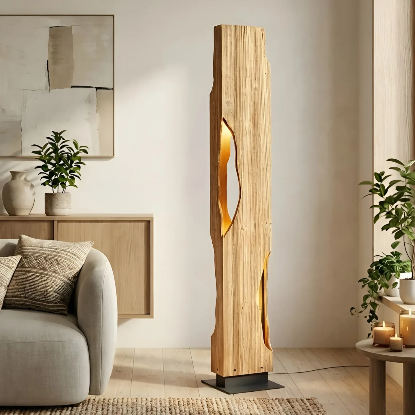 Tarry golvlampa, trä, höjd 137 cm, 4 x E27 - Lucande - Vardagsrum - Lantlig / rustik - Med flera ljuskällor