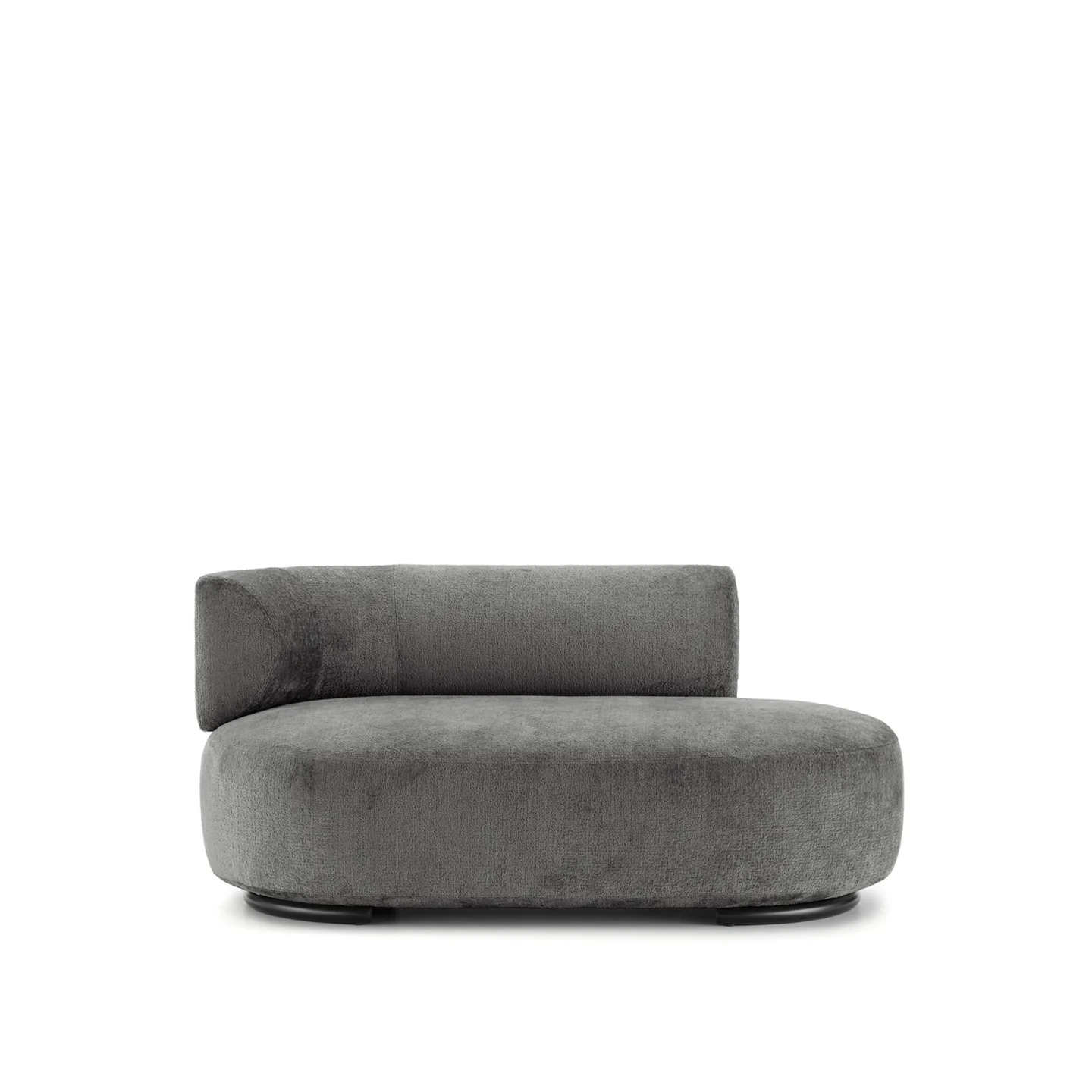 Kartell - K-Waiting Ottoman Left Backrest Chenille Gray - Soffor - Rodolfo Dordoni - Grå - Metall/Textilmaterial/Plast