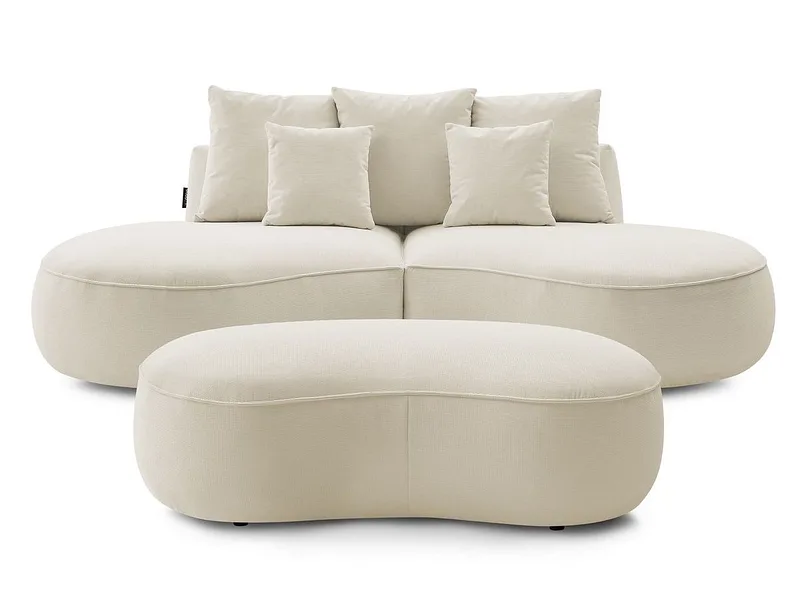 3er Sofa mit Hocker BOBOCHIC SAINT-GERMAIN Stoff mit Textur beige