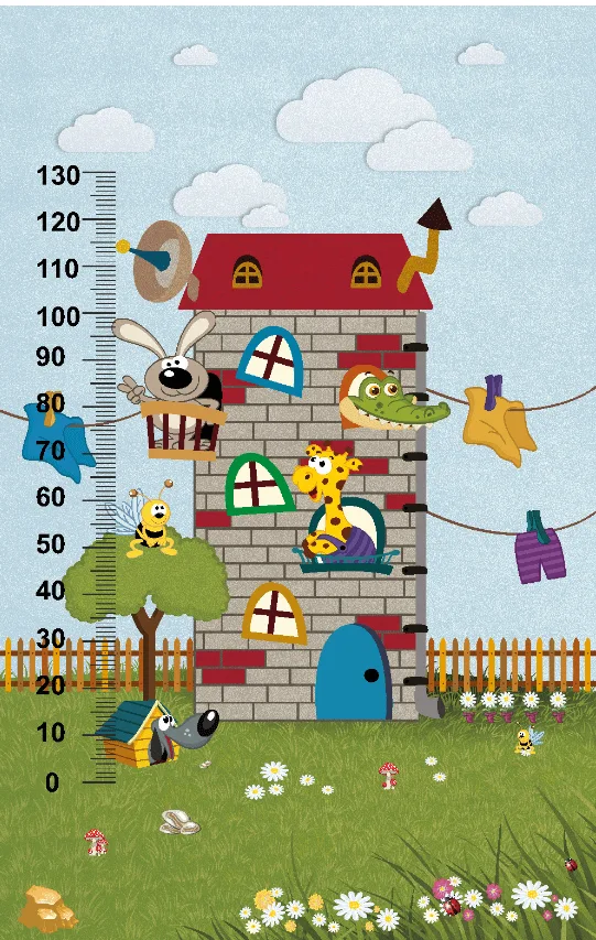 Barneteppe - Funny house (Størrelse: 120 x 160 cm)