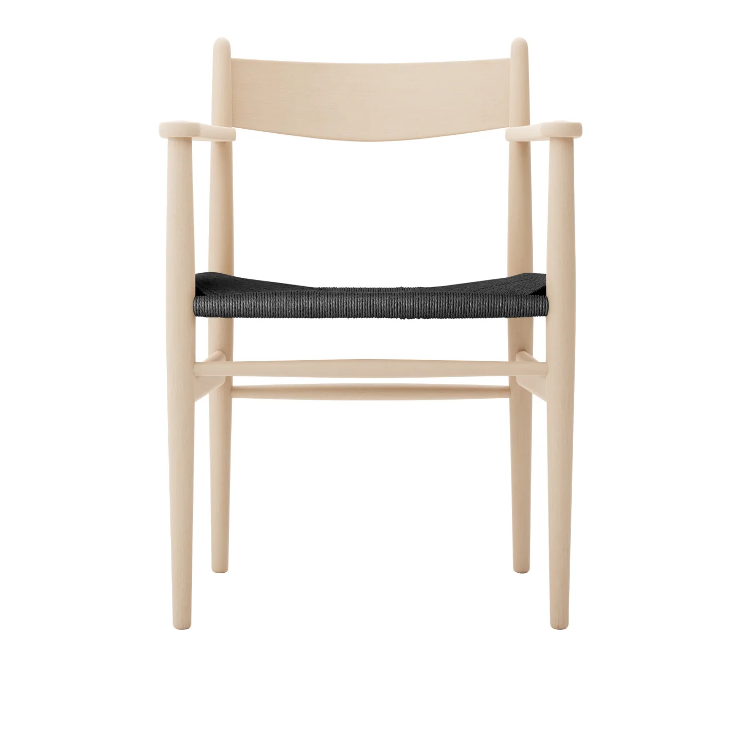 Carl Hansen - CH37, Tvålad Bok, Svartflätat papperssnöre - Matstolar - Hans J. Wegner - Träfärgad - Trä