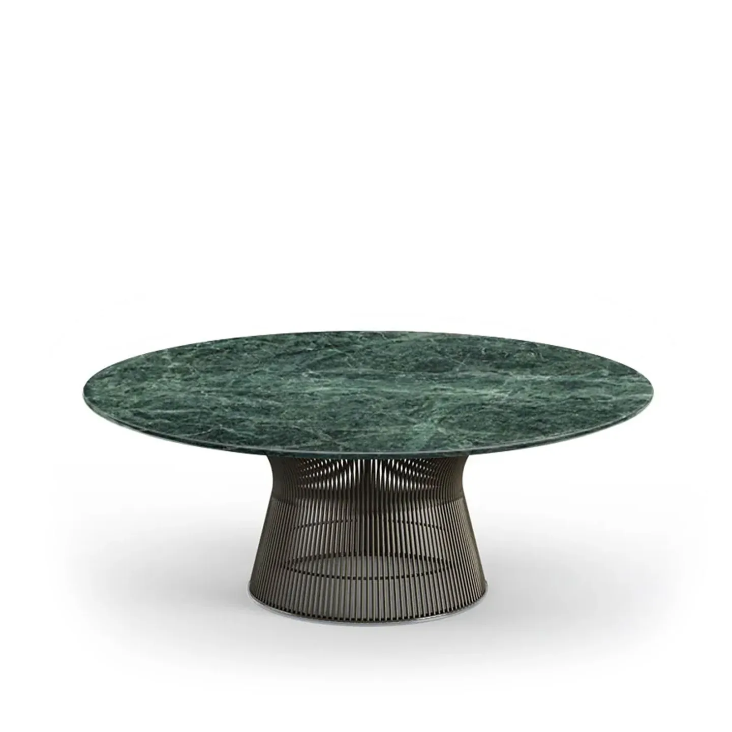 Knoll - Platner soffbord underrede i Brons metallic, Ø 107 cm, skiva i grön Apli marmor - Soffbord - Warren Platner