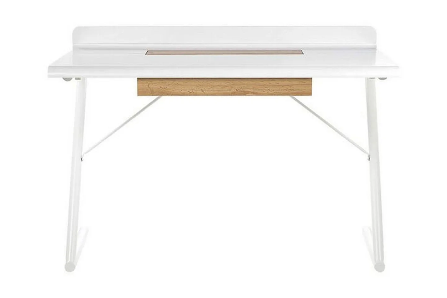 Skrivbord 120 x 60 cm vit/ljust trä FOCUS - Vit