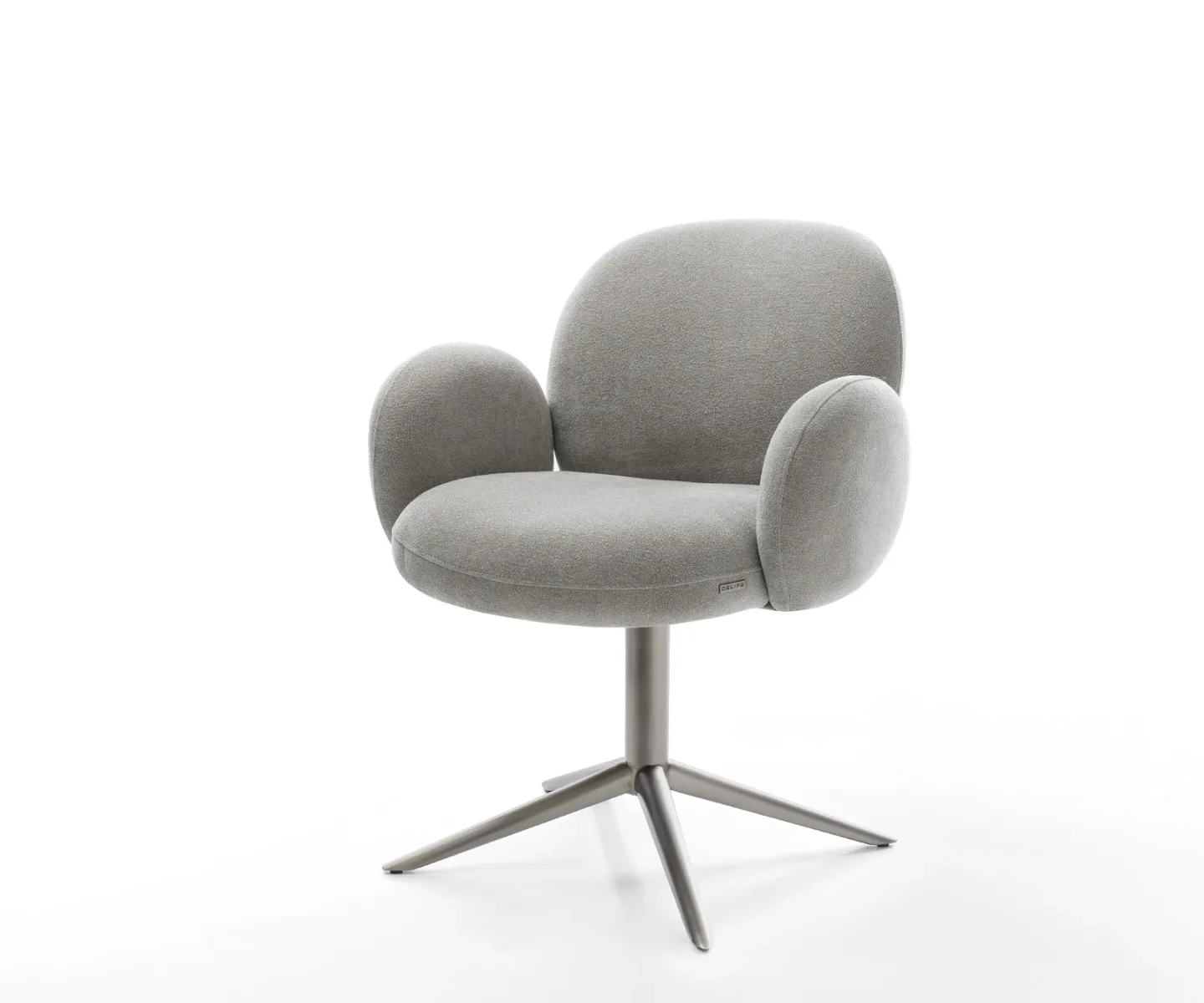 Drehstuhl Nube-Flex mit Armlehnen Strukturstoff Soft Grau Fußkreuz Graphit 360° drehbar Wippfunktion Taschenfederkern