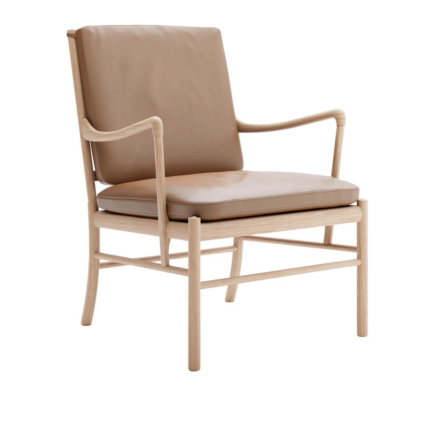 Carl Hansen - OW149 - Colonial Chair, Vitoljad Ek, Lädergrupp C Sif - 95 - Fåtöljer - Ole Wanscher