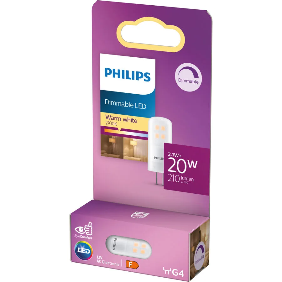 Leuchtmittel Philips Glas G4 2.1 W - Farbe: matt weiss - LED - Lichtfarbe: Extra warmweiss - LED Leuchtmittel