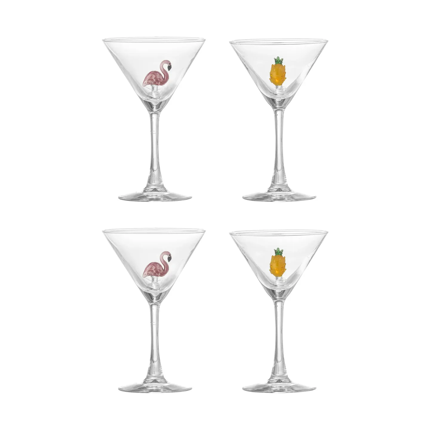 Bloomingville Misa Cocktailglas 17 cl 4-teilig Clear-flamingo, clear-pineapple