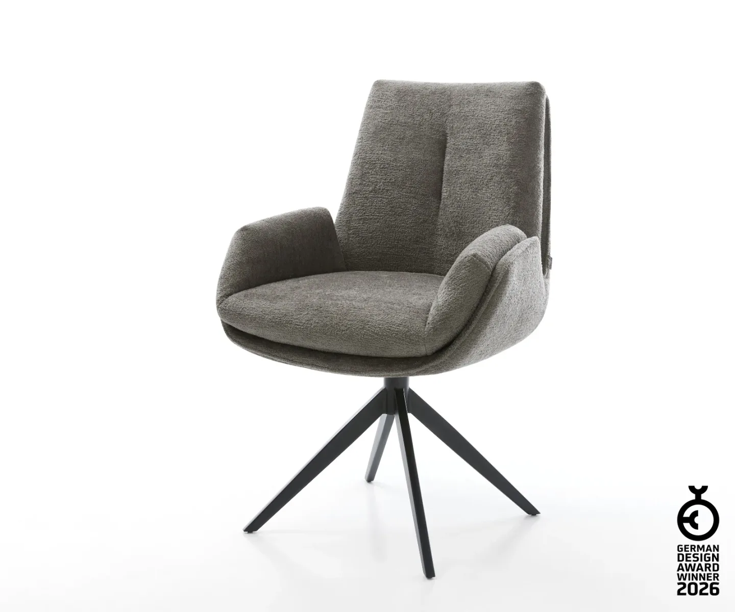 Drehstuhl Clea-Flex Bouclé Soft Schlamm Kreuzgestell breit Schwarz 360° drehbar Wippfunktion