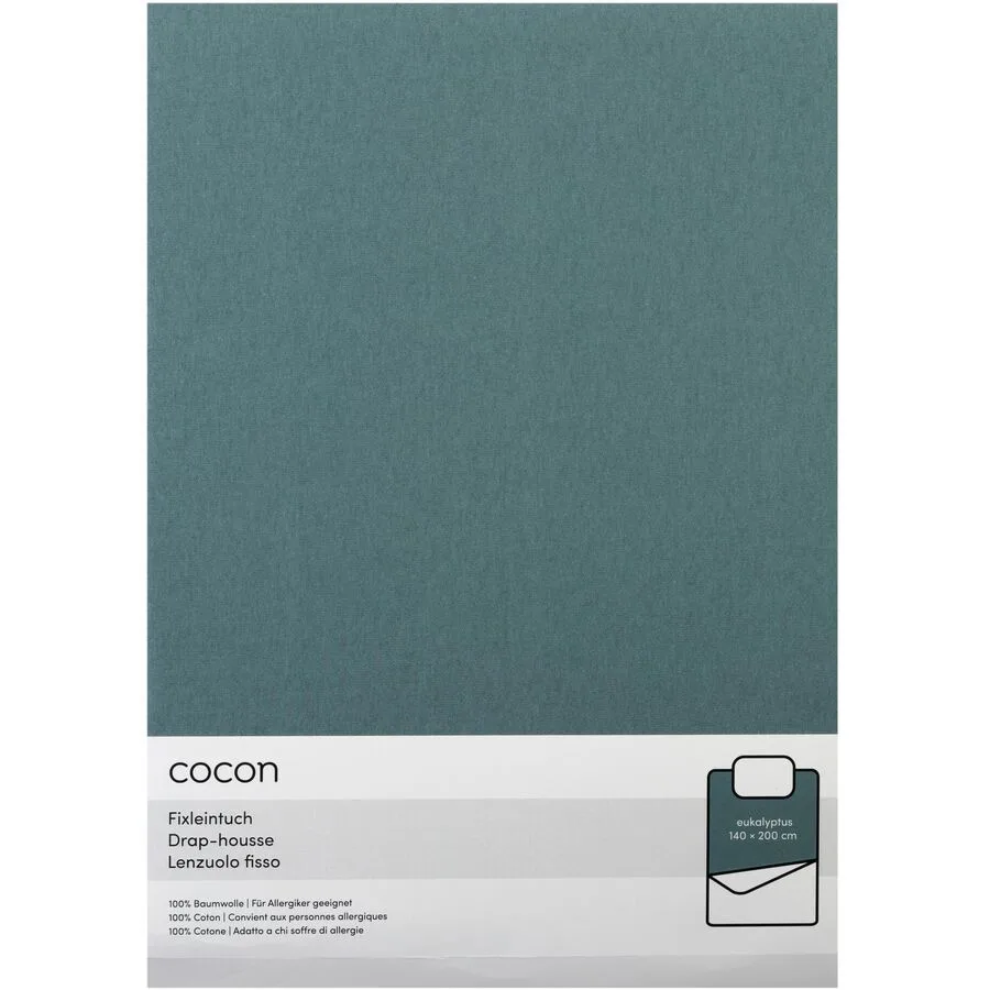 Fixleintuch COCON Eukalyptusgrün Baumwolle 140 x 200 cm - Material: Jersey