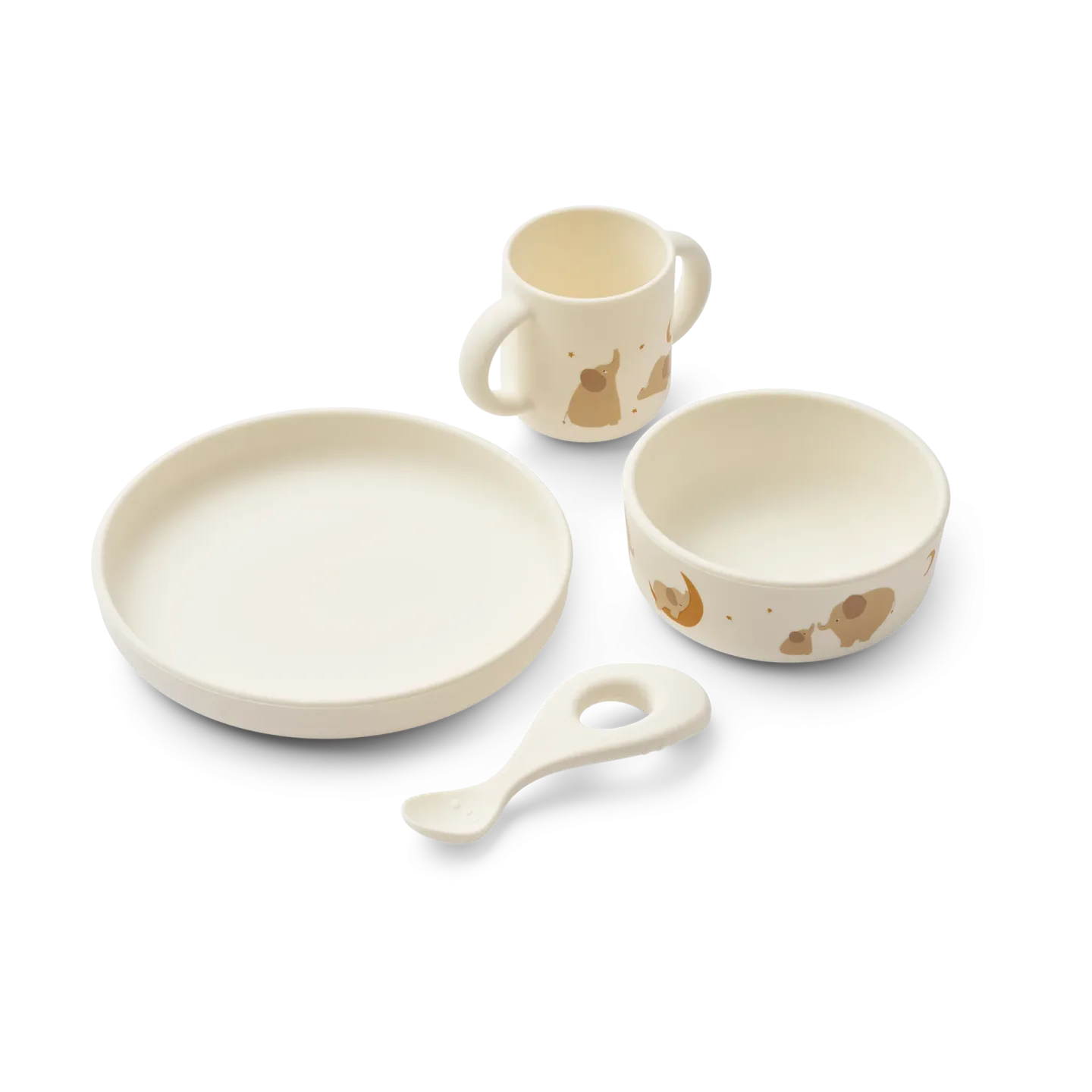 Liewood Vivi printed Geschirrset 4-teilig Elephant-Creme de la creme