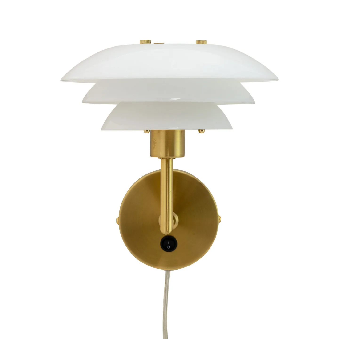 DL20 Wandleuchte Opal/Brass - Dyberg Larsen - Wohnzimmer - Design - Glas - Mit Schirm