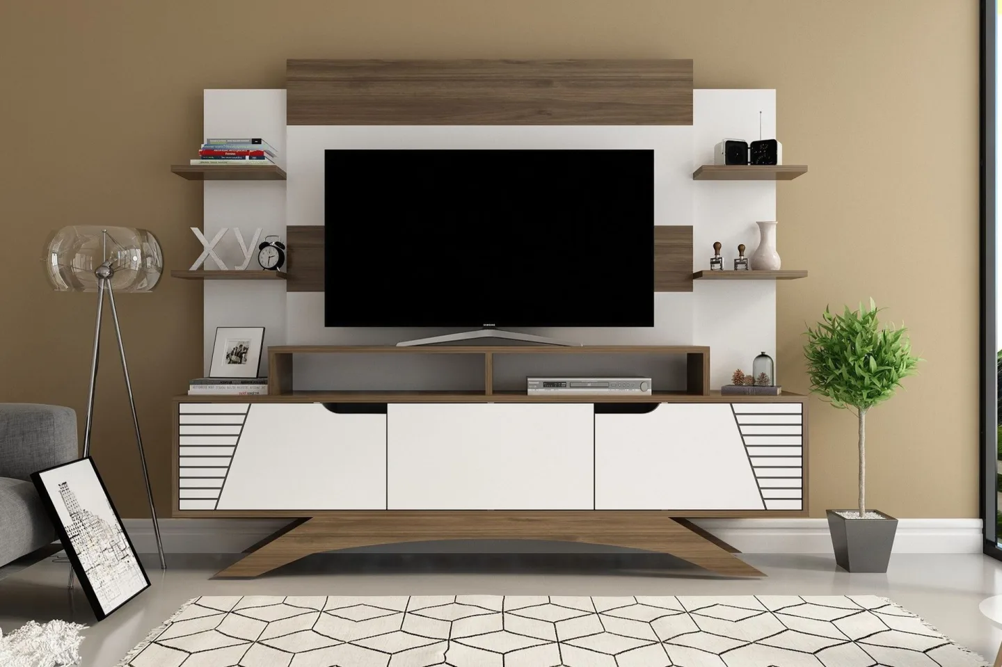 Hejde TV-Möbelset 149 cm - Brun/Vit