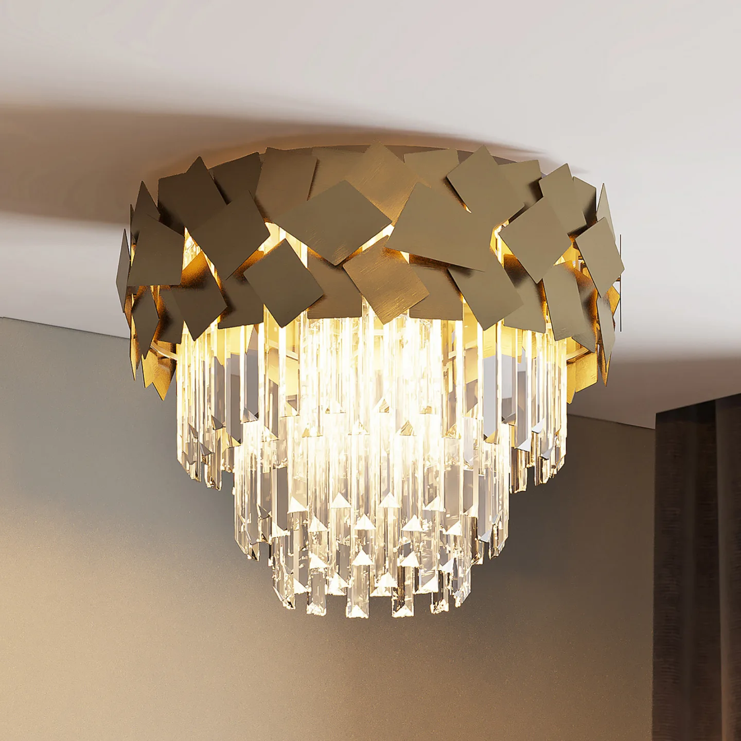 Miraia Plafond Gold - Lucande - Vardagsrum - Design - Metall - Rund