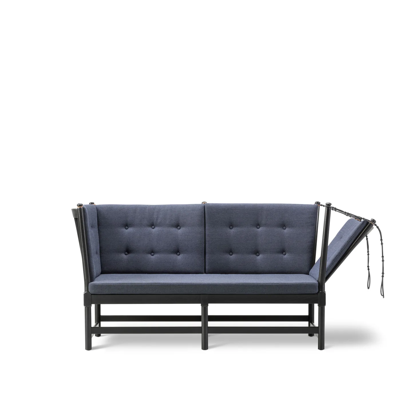 Fredericia Furniture - The Spoke-Back Sofa 2 Seater, Svartlackerad ek, Tyg 1, 5201 Capture - Soffor - Børge Mogensen - Blå