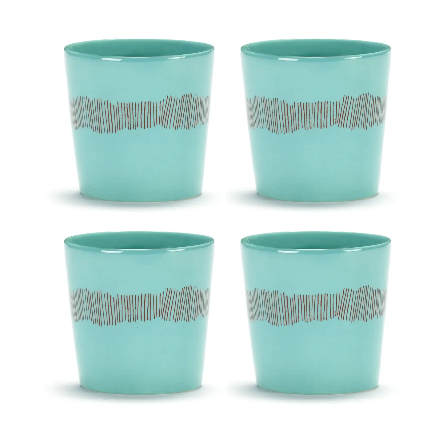 Serax Ottolenghi Feast Kaffeetasse 25 cl 4er Pack Azure stripes-red