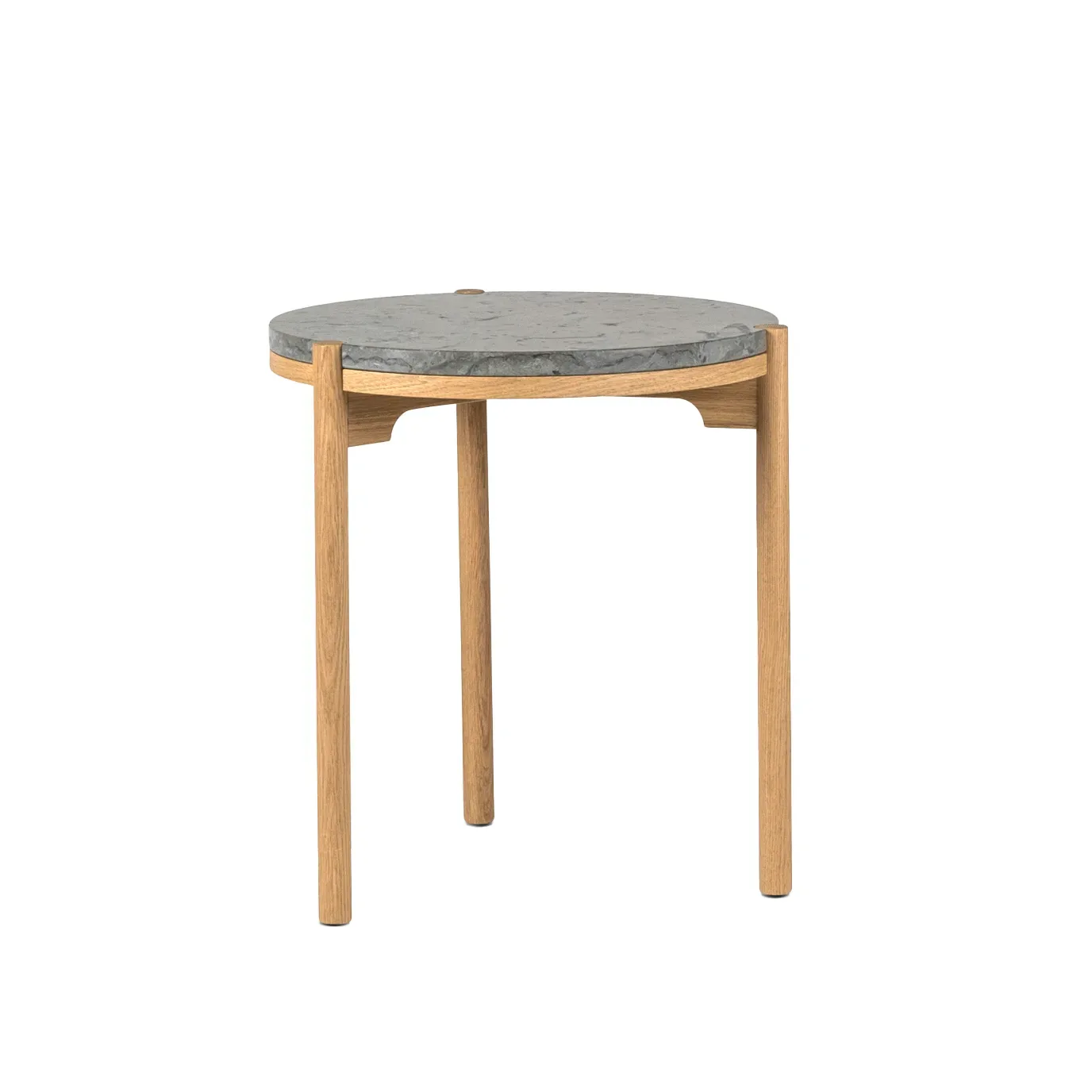 Mavis Dondo Beistelltisch weiß pigmentierte Eiche Ø45 cm Geschliffener Kalkstein