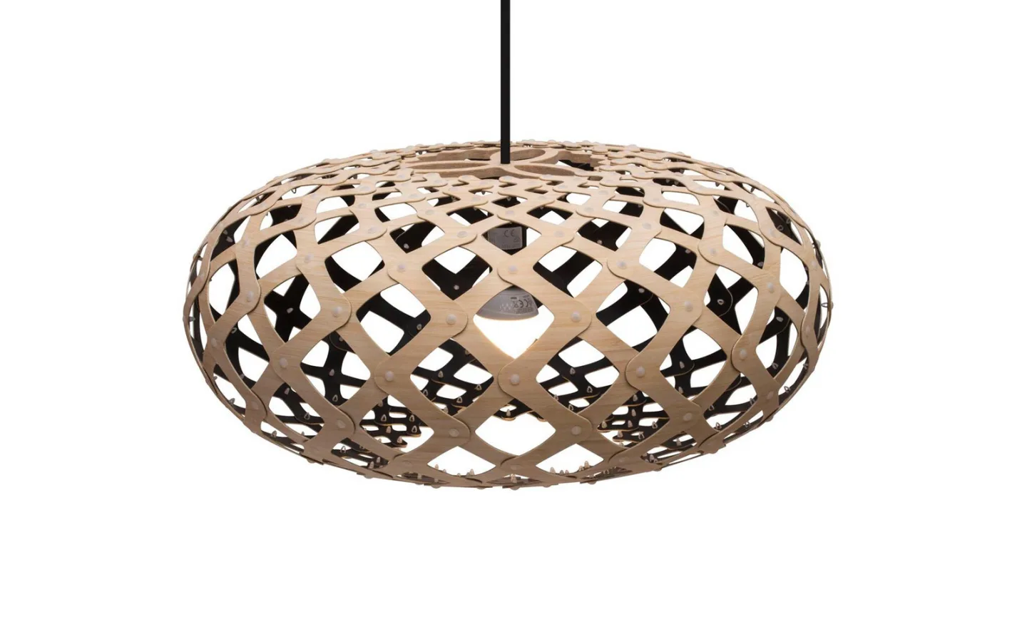 Kina Pendelleuchte Ø44 Schwarz 1 Seite - David Trubridge - Wohnzimmer - Bambus