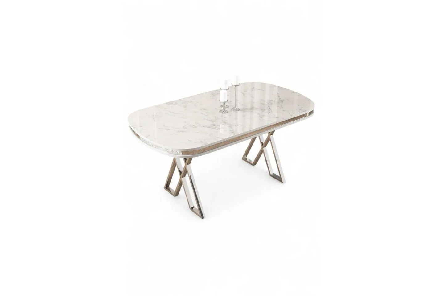 Omin Matbord 168 cm Rektangulär - Vit Marmor/Krom