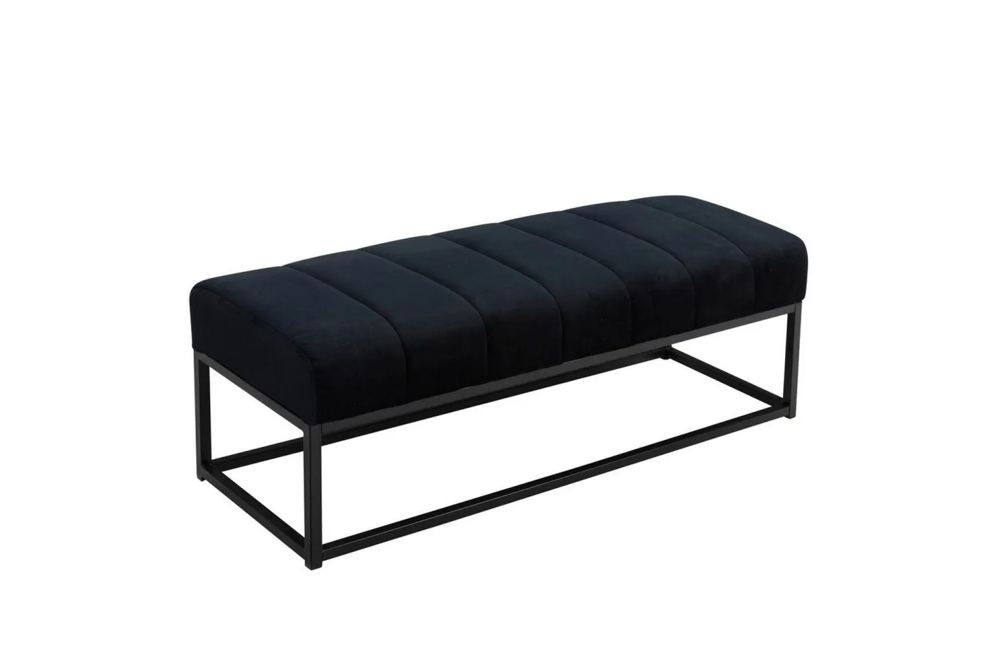 Bänk Wohnling sammet klädd modern vadderad elegant metallram Svart - Svart