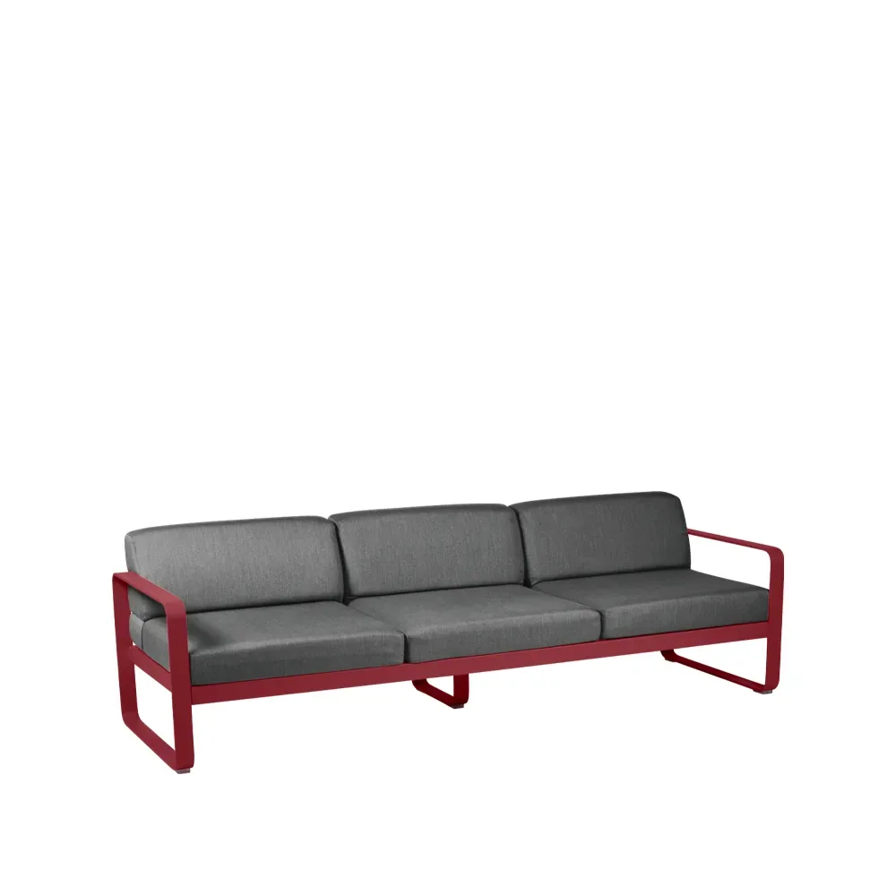 Fermob Bellevie soffa 3-sits Chili (röd), graphite grey dyna