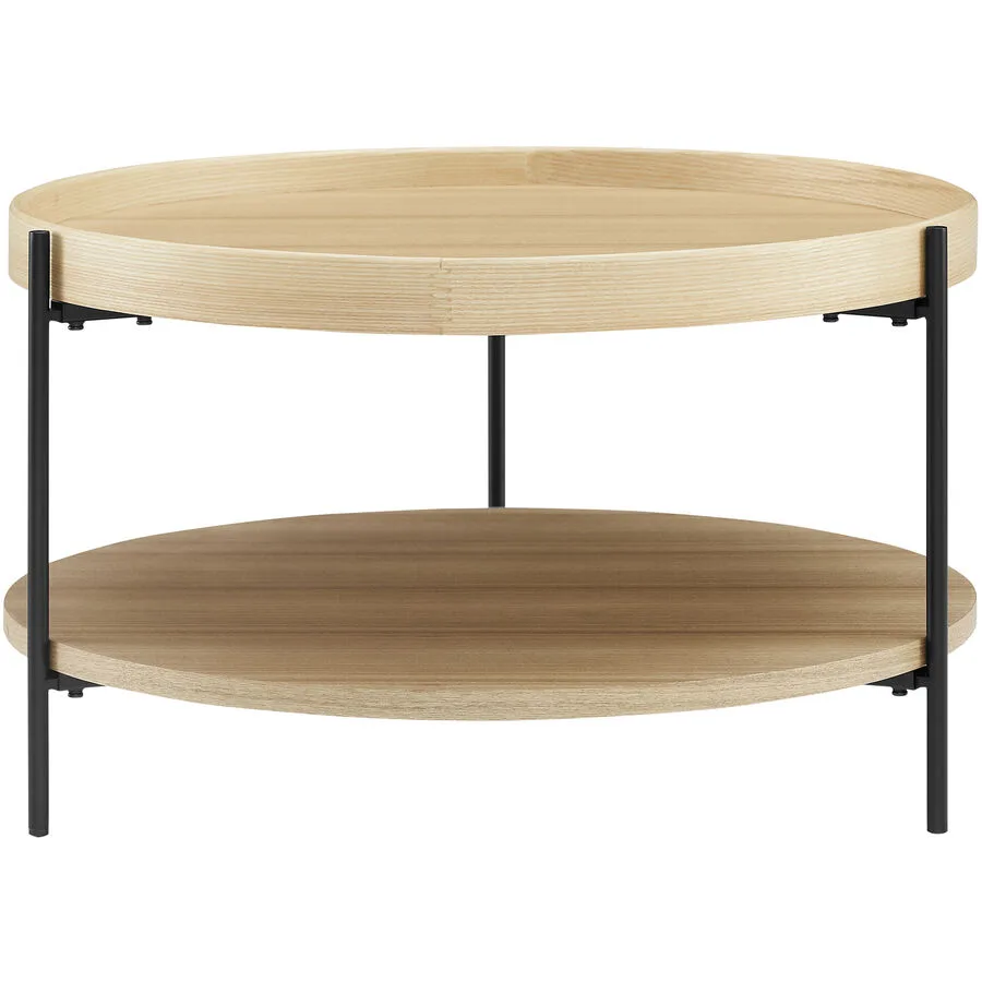 Salontisch Sontalis natur/schwarz Holzfaserplatte (MDF) mit Eschenholzfurnier B 69 T 69 cm