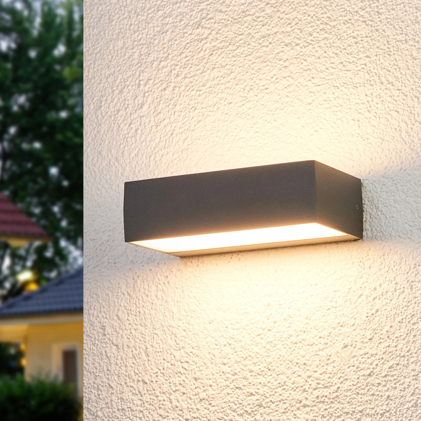 Lissi Außen Wandleuchte IP54 Dark Grey - Lucande - Terrasse - Modern - Kunststoff - Eckig