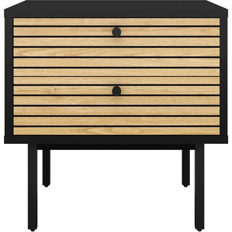 Nachttisch Diogo Schwarz, Eiche MDF B 50 H 50 cm