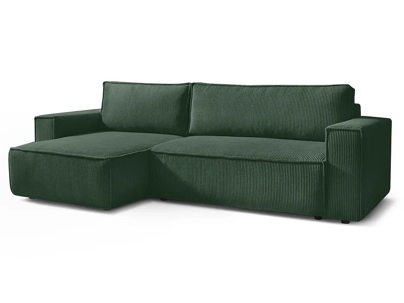 Ecksofa BOBOCHIC NIHAD Cord-Stoff dunkelgrün