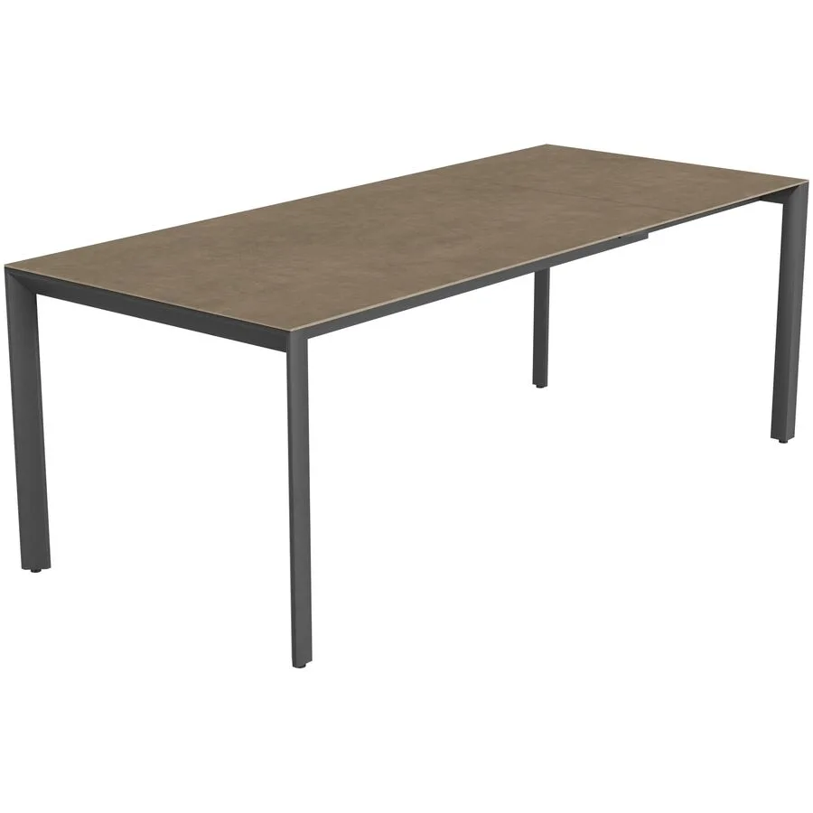 Gartentisch ausziehbar Tropea Schwarz matt / Terra Keramik/Stahl pulverbeschichtet B 140 T 90 cm