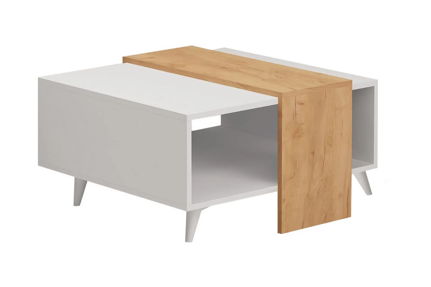 Mod Design Soffbord 80 cm med Förvaring Hylla - Trä/Vit