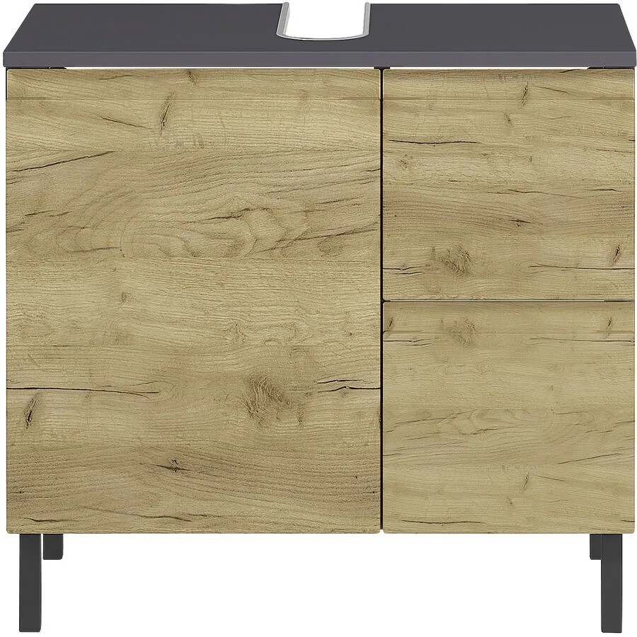 Waschbeckenunterschrank Seanna eiche MDF B 60 T 34 H 56 cm