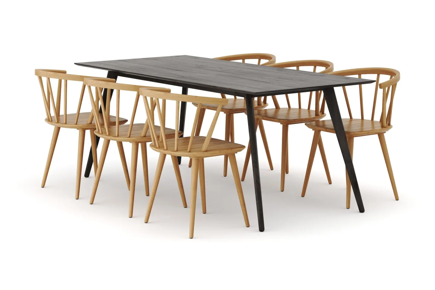 Tyrö Matgrupp med 6 st Tyrö Karmstolar - Smoked Oak/Oak
