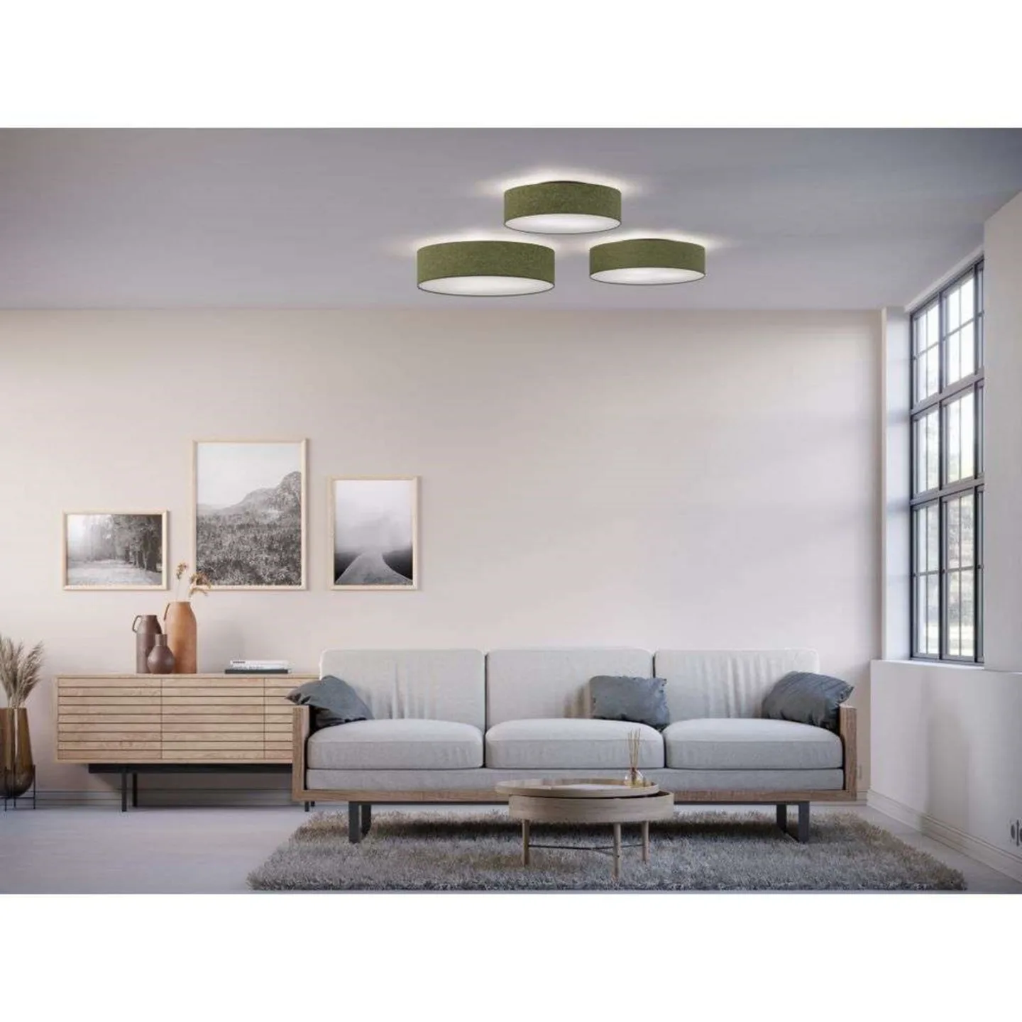 Soft Deckenleuchte Ø60 Green Wool - Belid - Wohnzimmer - Stoff / Textil