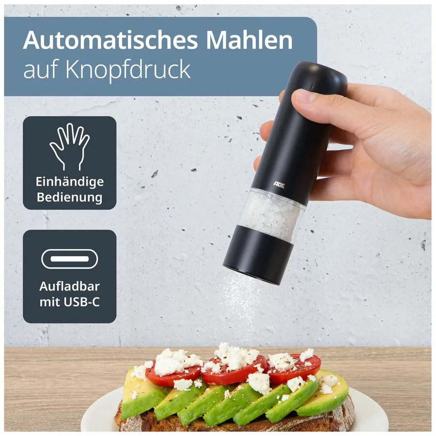 Gewürzmühle ADE Anthrazit Edelstahl/Metall H 13.9 cm