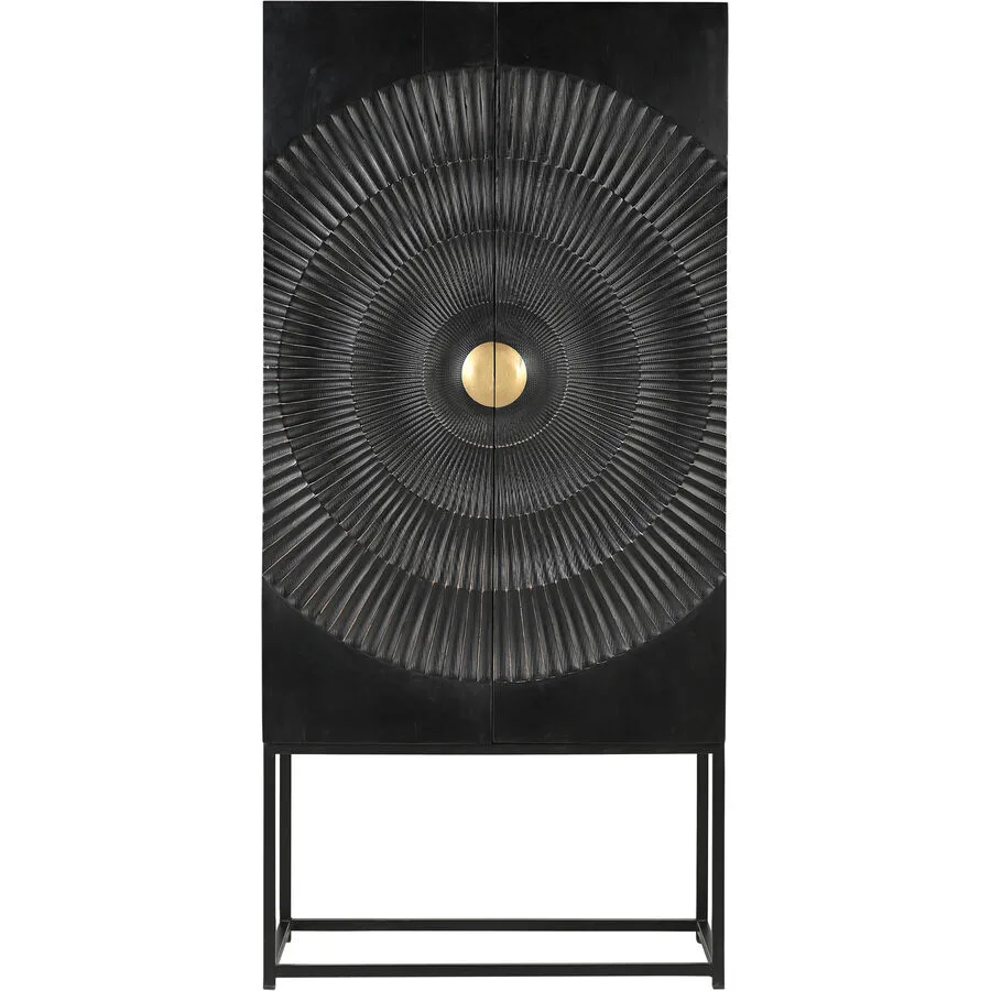 Schrank Smooth schwarz-gold Mangoholz massiv B 75 H 160 cm