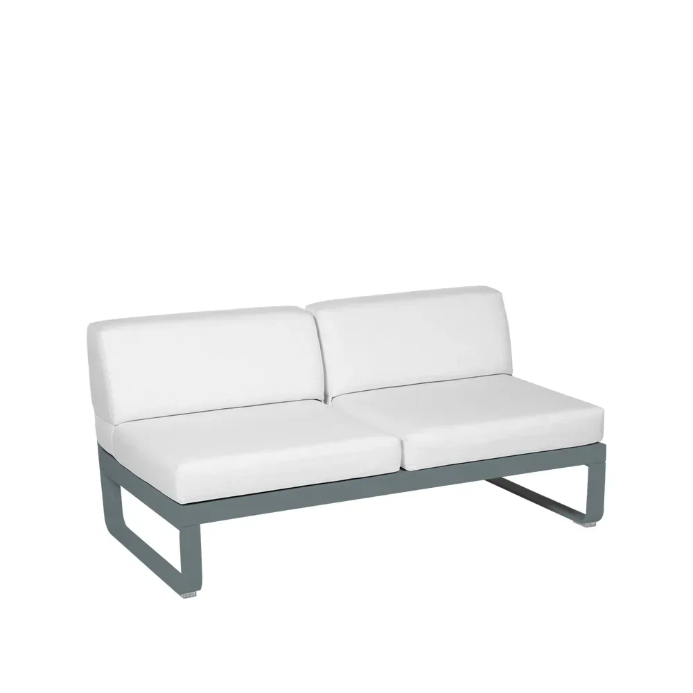 Fermob Bellevie Central modulsoffa 2-sits Storm grey (grå), off-white dyna