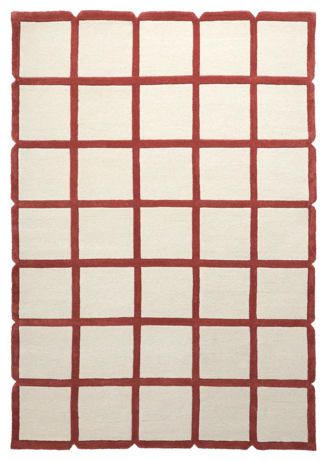 Ullteppe - Syl Hand Tufted Wool Premium (rød/hvit) (Størrelse: 240 x 340 cm)