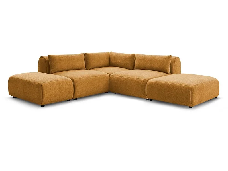 Ecksofa BOBOCHIC JEANNE Stoff mit Textur gelb