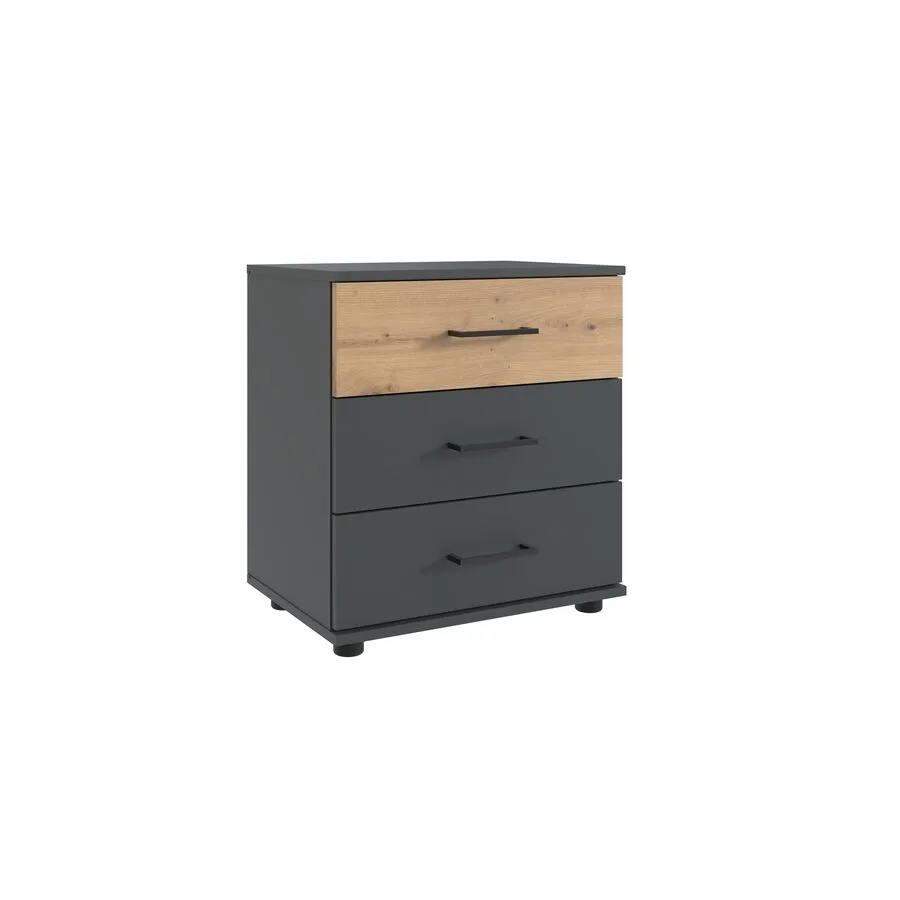 Nachttisch Tiby graphit/Eiche Nachbildung Holzwerkstoff B 52 H 58 cm