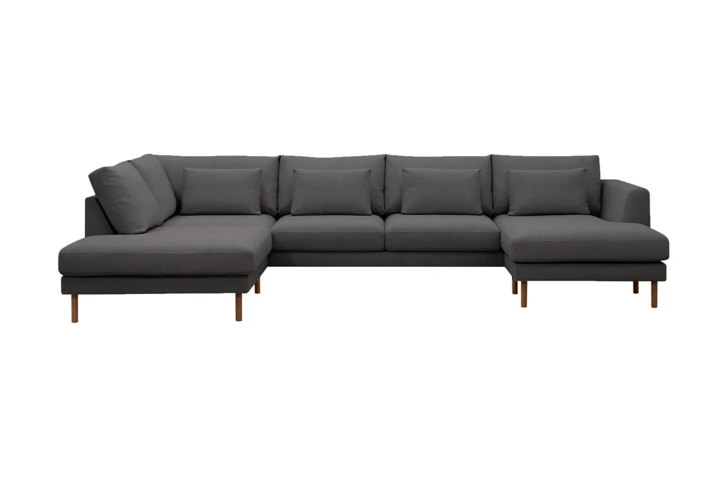 Florenz 4-sits Vänstervänd U-formad Soffa med Divan och Schäslong i Tyg - Mörkgrå