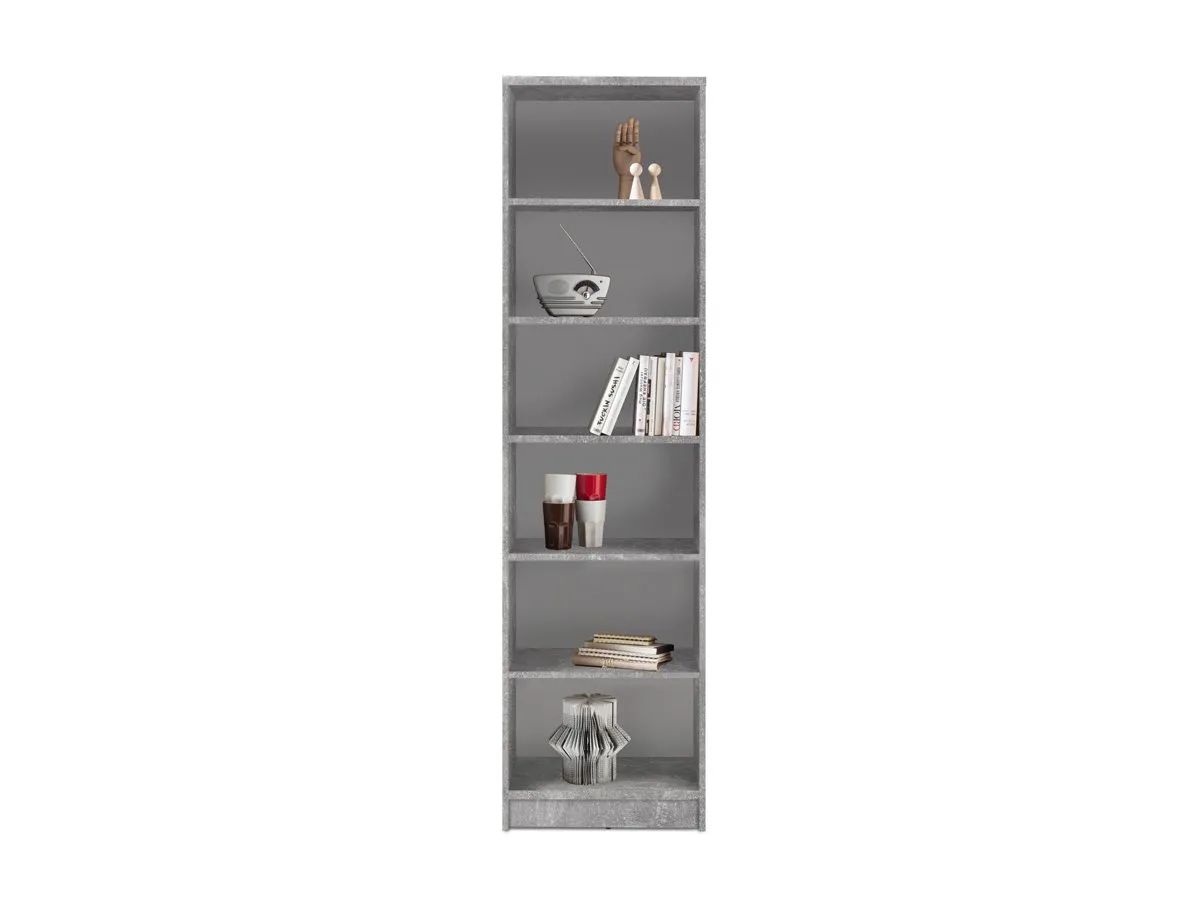 Bücherregal Standregal Betonoptik - weiß 54 x 198 cm - 5 Einlegeböden - OPTIMUS