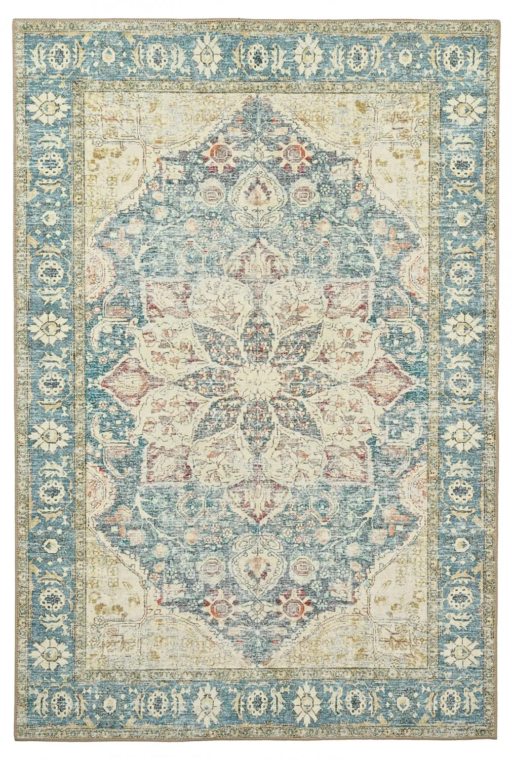 Flatvevd teppe - Alvand (blå) (Størrelse: 75 x 150 cm)