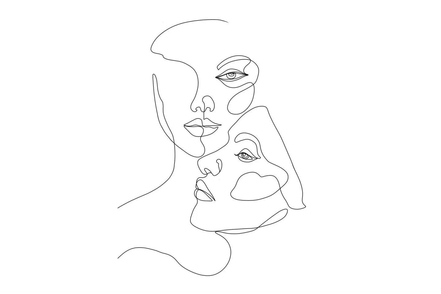 Poster Faces 21x30 cm - Svart/Vit