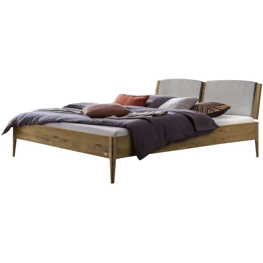 Hasena Bett Castello Grau, Natur Eiche Massivholz 180 x 200 cm