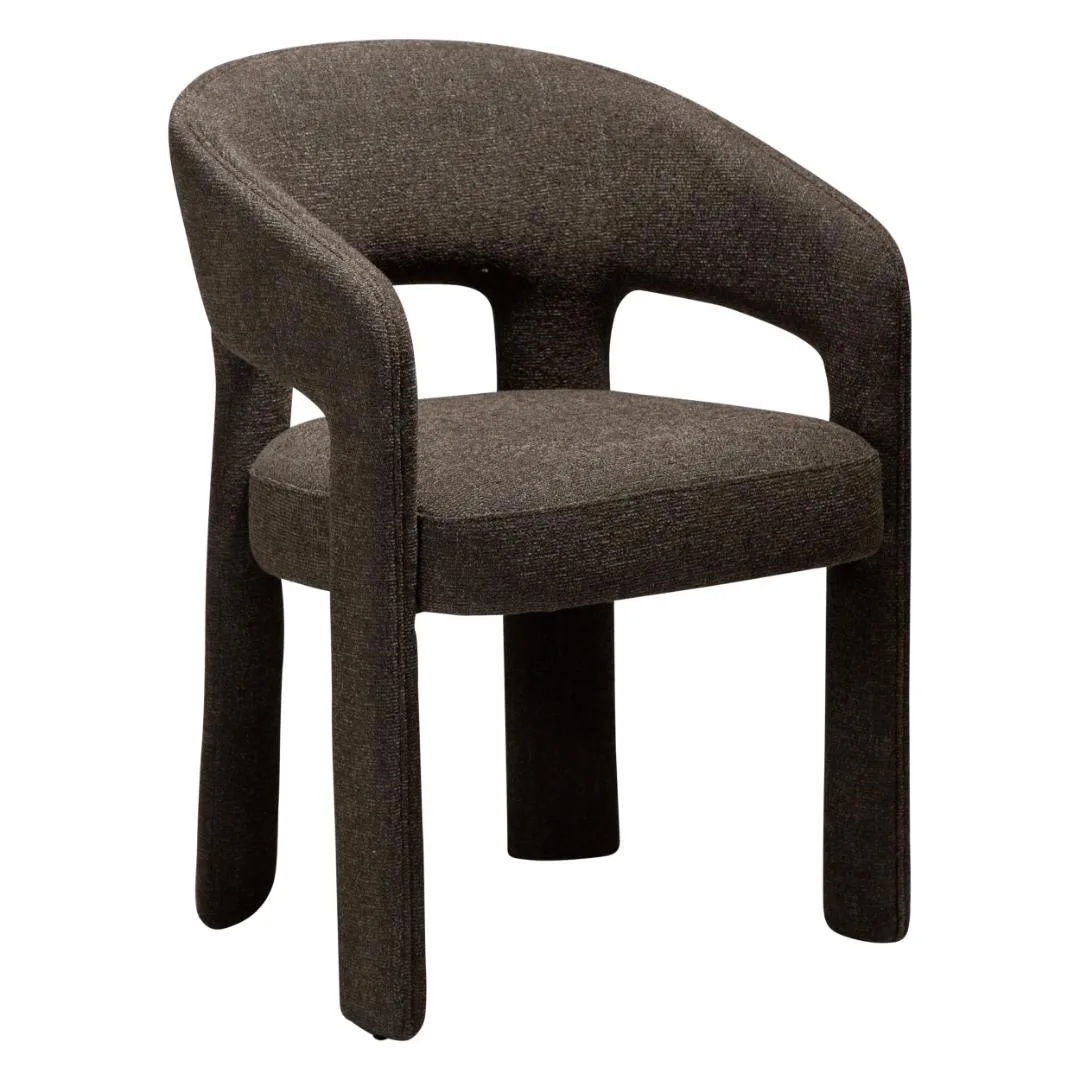 Splendor Dan-Form Esszimmerstuhl mit Armlehnen Bouclé braun.